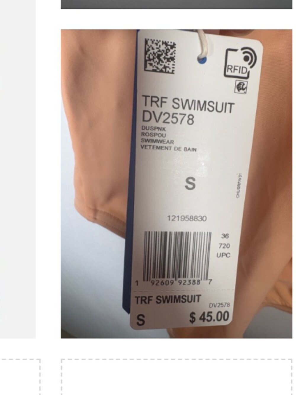 ADIDAS NEW Trefoil Logo One Piece Peachy Dusty Pink Swimsuit size small - Picture 7 of 7